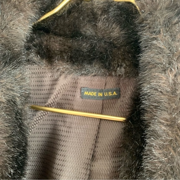 Vintage women’s faux fur jacket chocolate brown size XL - Picture 3 of 7